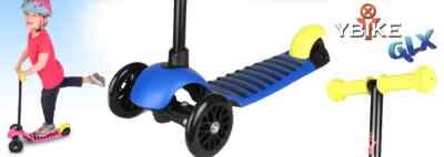 YBIKE Lean and Steer 3-Wheel GLX Scooter, Blue/Neon Green, Kids ages 2-5