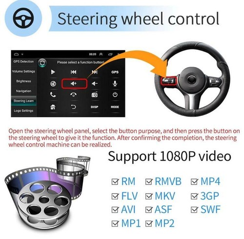 Autoradio Android 10 Pollici Stereo Auto 2 Din WIFI Navigatore GPS USB Bluetooh