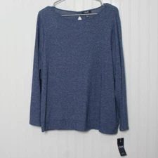 Chaps Blue Crew Neck Back Keyhole Long Sleeve Viscose Blend Pullover NWT 2x