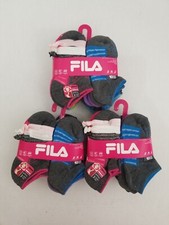 30 Pairs 10pk x 3 FILA SHOCKDRY Sport Active Socks Size 7-10 Girl's  Hair Ties