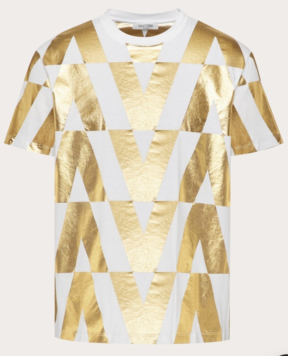 Valentino Cotton T-Shirt with Macro Optical Print Size XL, Made in 
