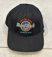 Vintage 90s Hard Rock Cafe Strapback Hat Black Honolulu Hawaii Save The Planet