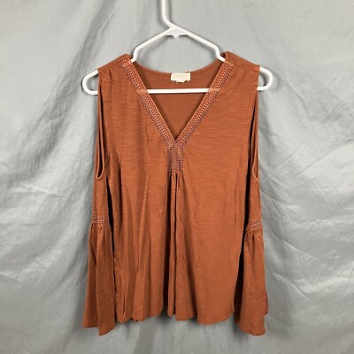Cupio Blush Womens Top Blouse Size Small Brown Flared Bell Long Sleeves BOHO