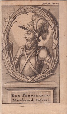 Fernando Francesco d Avalos di Pescara Kupferstich Portrait