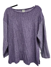 Sostanza Contemporary Apparel Womens Tunic Top Large Purple 2 Tone Textured