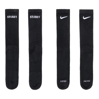 ★大人気★STUSSY X NIKE DRI-FIT CREW SOCKS Stussy x Nike DRI-FIT CREW SOCK PACK Socks White Black S-XL