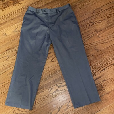 Perry Ellis Portfolio Gray Slacks 36X29 Flat Front Dress Pants Golf Casual EUC