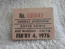 David Bowie concert ticket stub (Feb. 4, 1976) Memorial Coliseum, Portland, OR