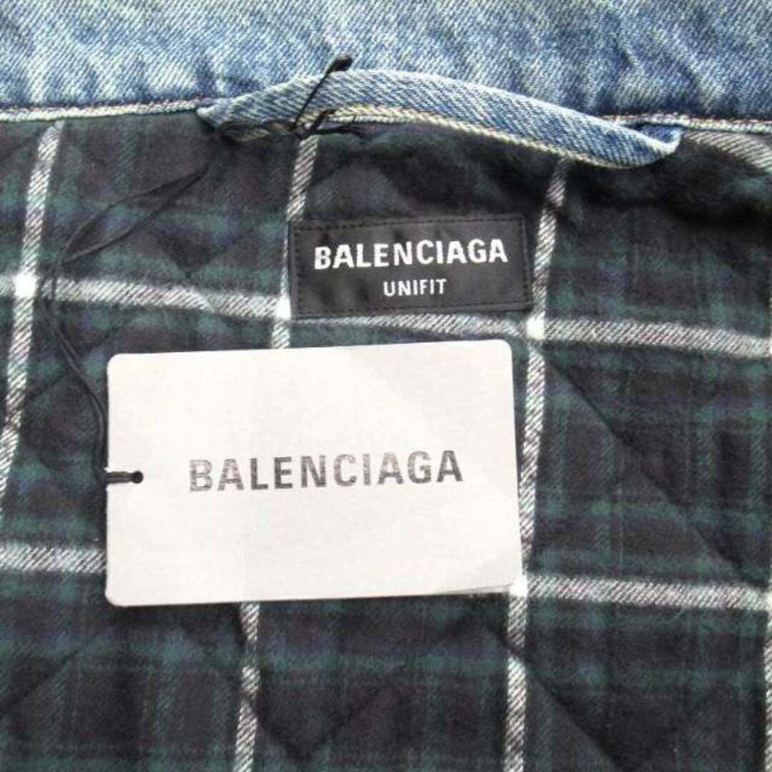 21aw Balenciaga Asymmetric Padded Denim Jacket Lining Check 21aw Balenciaga Asymmetric Padded Denim Jacket Lining Check