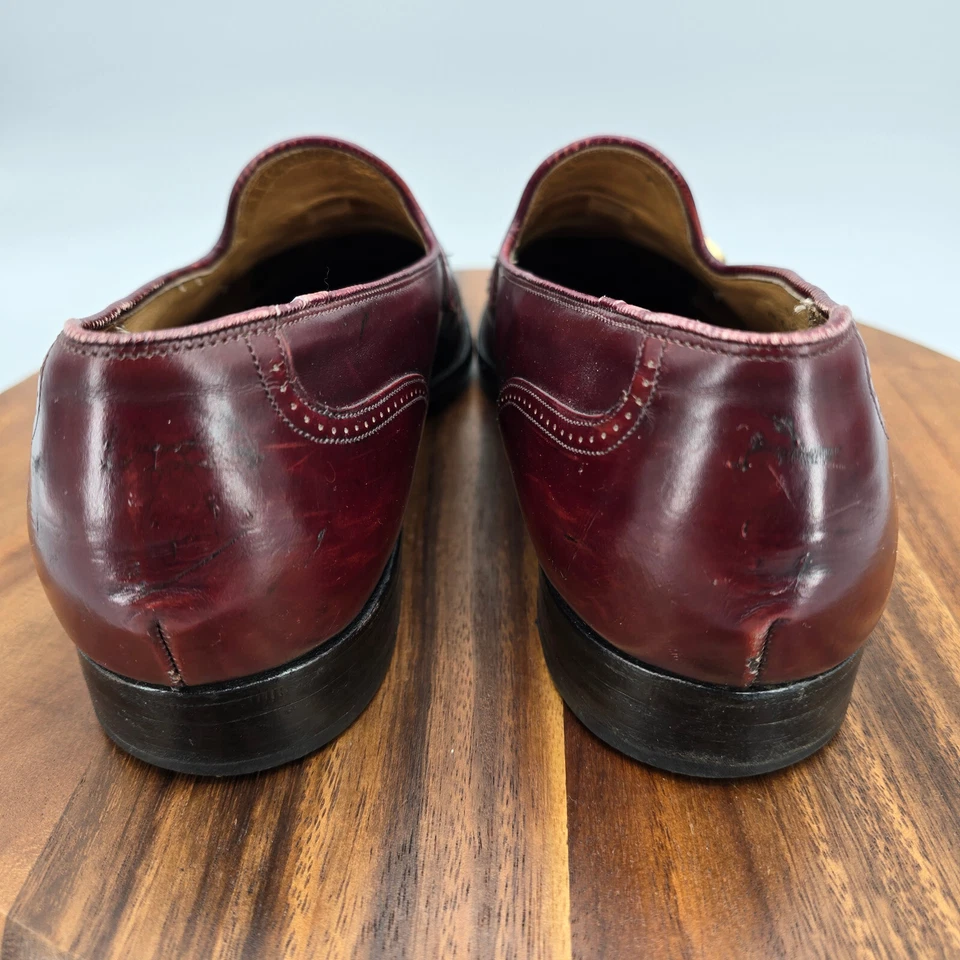 Church's Loafers Men's 10.5 US 9.5 UK C Burgundy Leather Buckle Cap Toe Shoes - Image 4 of 4