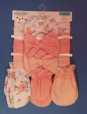 Petite L'Amour Infant hedaband and scratch mittens 6 piece set  CM41814 NEW