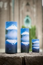 Set of Large, Med Small Mountain Lake Scattering Tube Cremation Urns for Ashes