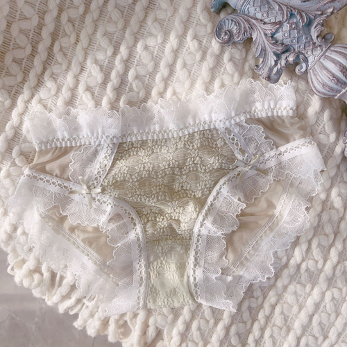 New Japanese Lady Underwear Breathable Brief Thin Lace Mesh Cute Sweet Panties - Picture 10 of 16