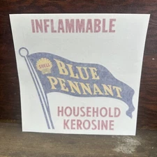Shell Blue Pennant Household Kerosene Repro Decal NP1389 
