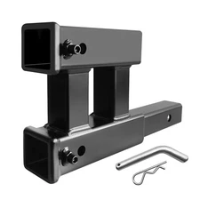 Dual Hitch Receiver 2" Trailer Double Post Extension Riser Adapter Extender