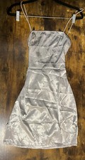PRETTYLITTLETHING Silver Size 4 Dress with Floral Pattern