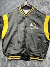 Vintage Pittsburgh Steelers Jacket Distressed Mens Size XL Ringer Black Gold