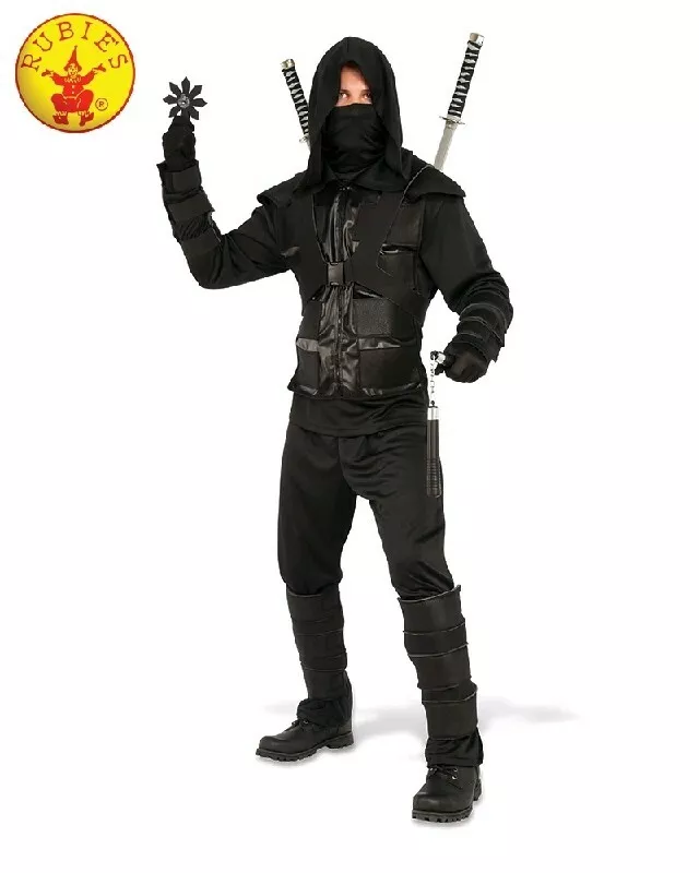 Mens Dark NINJA COSTUME Adults Black KARATE Japanese Warrior HALLOWEEN  Outfits