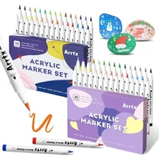 Acrylic Paint Pens, 58 Colors for Rock Painting, Extra Brush Tip, Water Based...