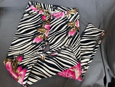 Vintage Betsey Johnson Slim Fit Pants Zebra Pink Flowers Zip Ankle Low Rise Sz 6