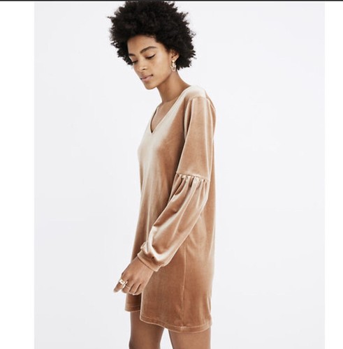 MADEWELL Balloon-Sleeve Dress Gold 