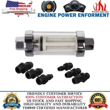 Universal 1/4" 5/16" 3/8" Fittings Inline Clearview Glass Fuel Filter Washable