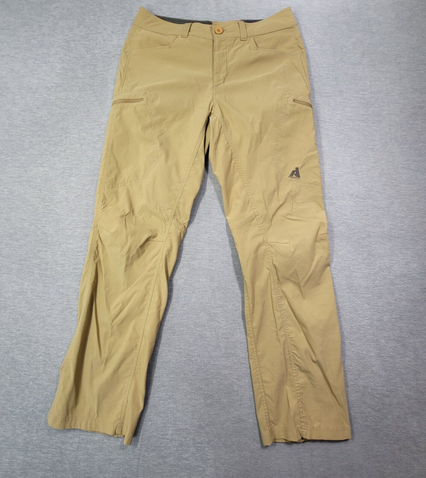 Eddie Bauer Mens 33x32 Beige First Ascent Straight Leg Hiking Pants with Zip Pockets