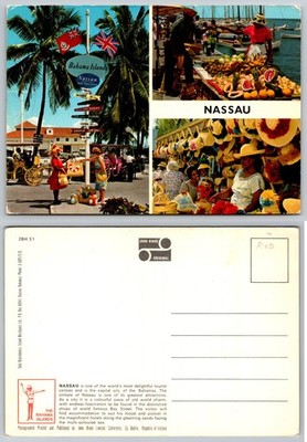 Nassau Bahamas Multi-View Postcard John Hinde Original Straw Market Fruit Market