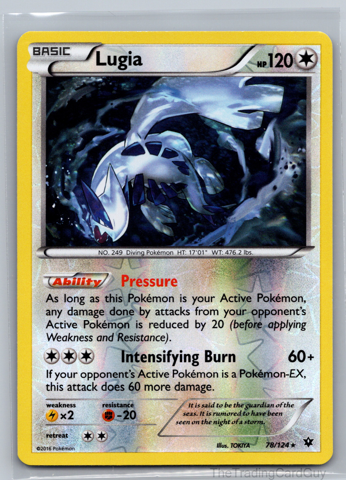 Lugia - 78/124 - Pokemon Fates Collide XY Reverse Holo Rare Card NM