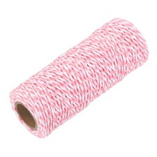 1.5mm 50m Pink White Cotton Rope 55 Yd, Twisted Braided, Macrame, Knitting, Cord
