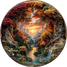 1000 Pieces Jigsaw Puzzles For Adults Sunset Deer Waterfall Nature Landscape