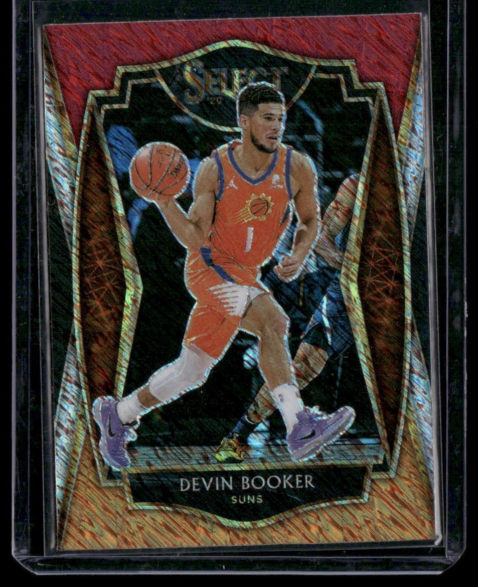 2020-21 Panini Select #121 Devin Booker Red White Orange Shimmer