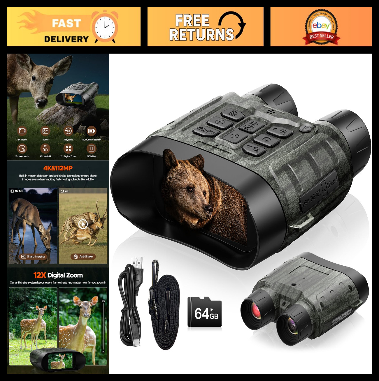 Goggles 4k Infrared Binoculars For Adults, Tactical Military