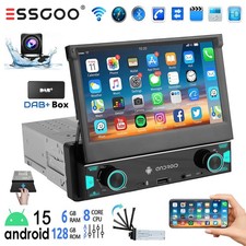 DAB+ Android 15 6+128G 1 DIN 7 Zoll Flip Out Autoradio Carplay GPS RDS WIFI +KAM