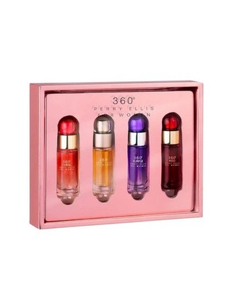 360 Perrry Ellis 4pc MINI Set For Women With 360+Coral+Purple+Red 7.5ml Each