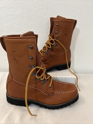 Mens Fin Feather Boots Size 6 D Med Brown Leather 989 9  Pile Lined Waterproof