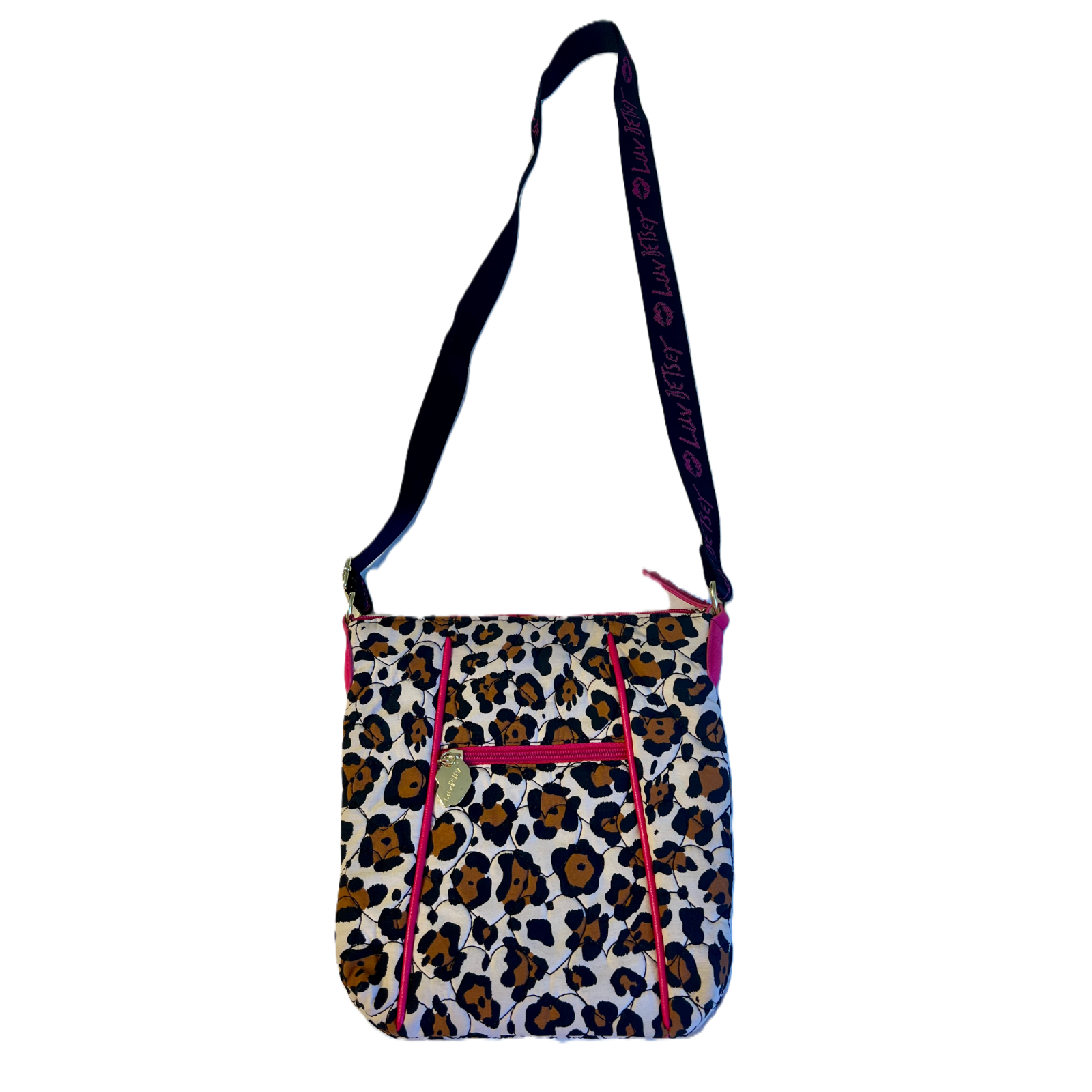 BETSEY JOHNSON Crossbody Purse Pink Animal Print Zip Close Pockets Luv Betsey