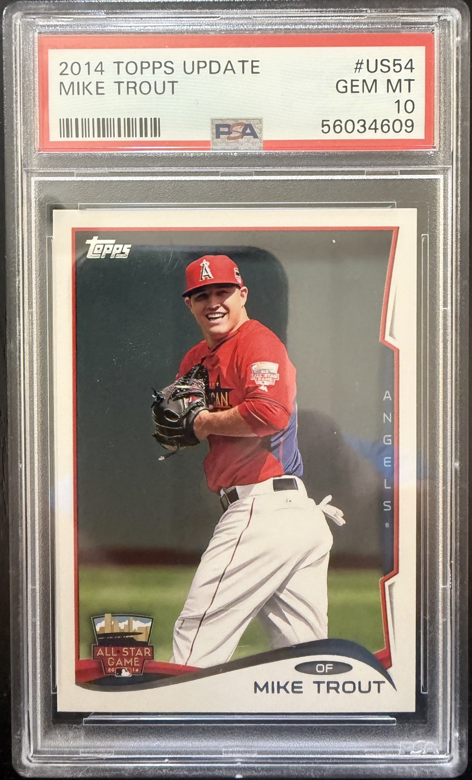 2014 Topps Update Mike Trout #US54 Angels PSA 10 Gem Mint view 3
