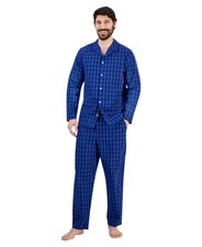 Club Room Men's Pajama Set 2 Piece Long Sleeve Woven Shirt with Woven Pant