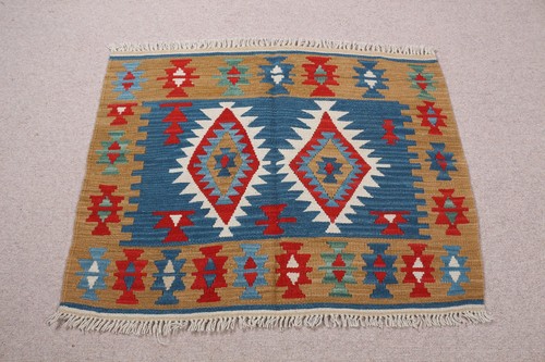 2,6x3,3 ft Vintage Turkish Rug, Small Rug, Blue Red Southwestern Wool Rug