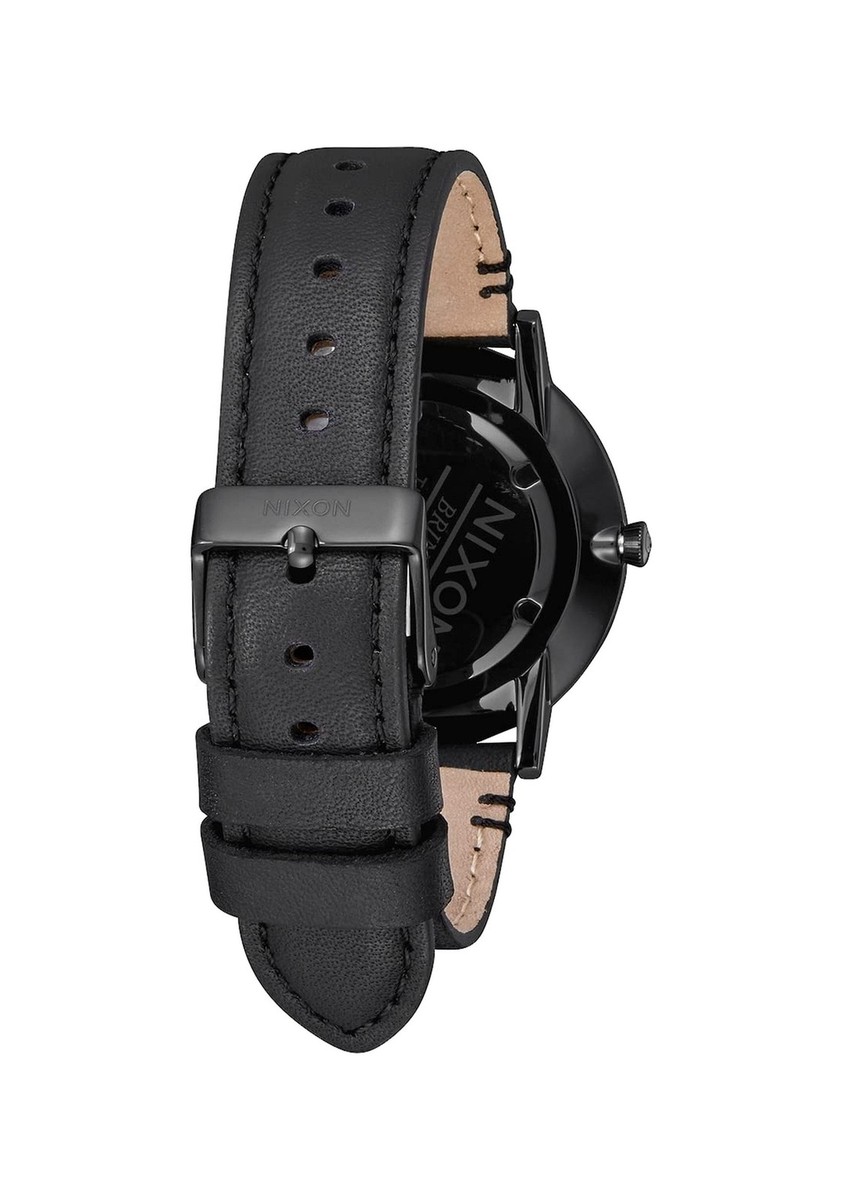 Nixon F1012 Unisex All Black/Gold Porter Leather Strap Watch
