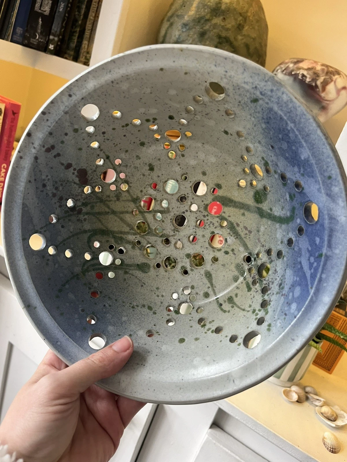 Handcrafted Studio Ceramic Colander Blue Glazed Stoneware Kitchen Strainer Bowl
Opens in a new windo