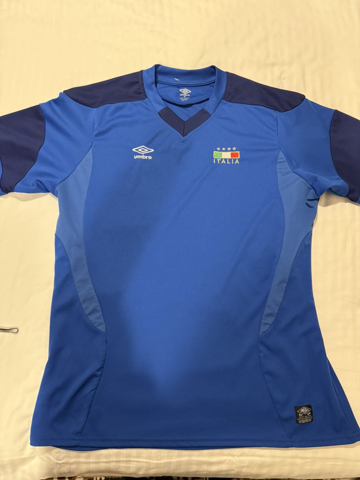 Vintage Umbro Italia Soccer Football Jersey Kit Top Large Blue Team Italy FIFA