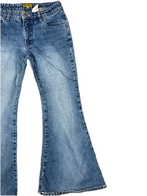 Vintage Blue Asphalt Women s Denim Big Bell Bottom Jeans Size 7 Distressed Y2K