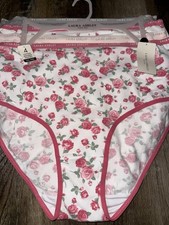 Laura Ashley Womens Brief Underwear Panties Floral 4-Pair Cotton Blend 1X