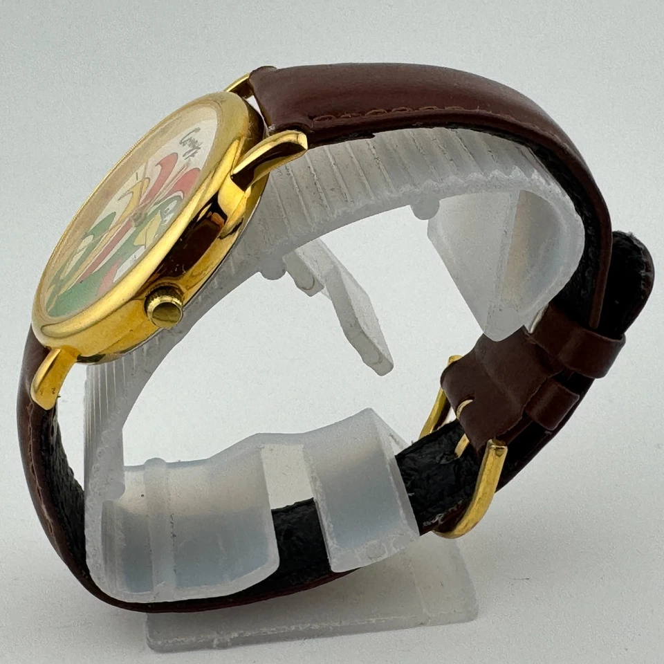 Reloj de Cuarzo Kellogg Conyr Unisex Tono Dorado Cuero Cuadrante Gallo Batería Nueva De Colección Foto 4 de 4