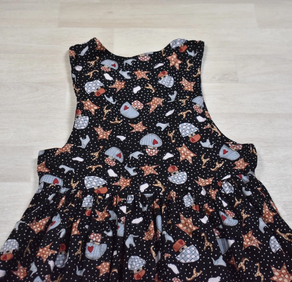 Maxi Vestido Jersey Midi Teacher Church Años 90 Hecho a Mano Arca de Noé Algodón De Colección Foto 4 de 4