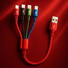 4-in-1 Fast Charging Cable 3.5A 35CM Type-C Micro iP for iPhone 17-11 Samsung 