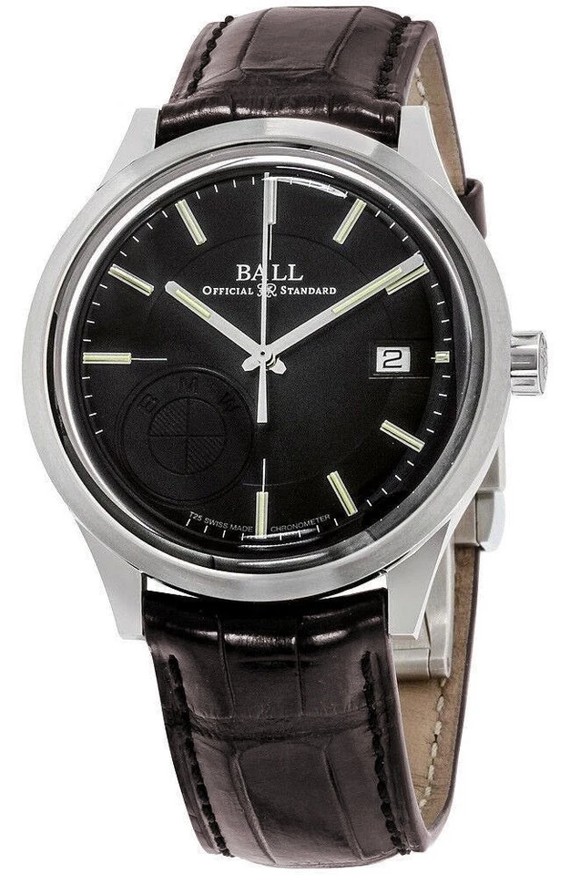 BALL für BMW Klassisch Automatisch Cosc Braunes Leder Datum Herren Armbanduhr - Bild 1 von 1