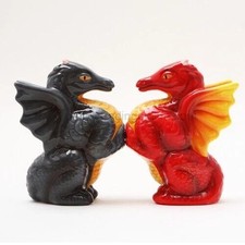 PT Black and Red Dragons Ceramic Salt and Pepper Shakers Set